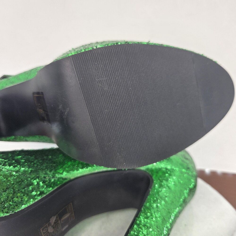 Shoes Womens Size 10 Green Glitter Platform Shamrock St Patricks Day Leprechaun - Picture 9 of 16